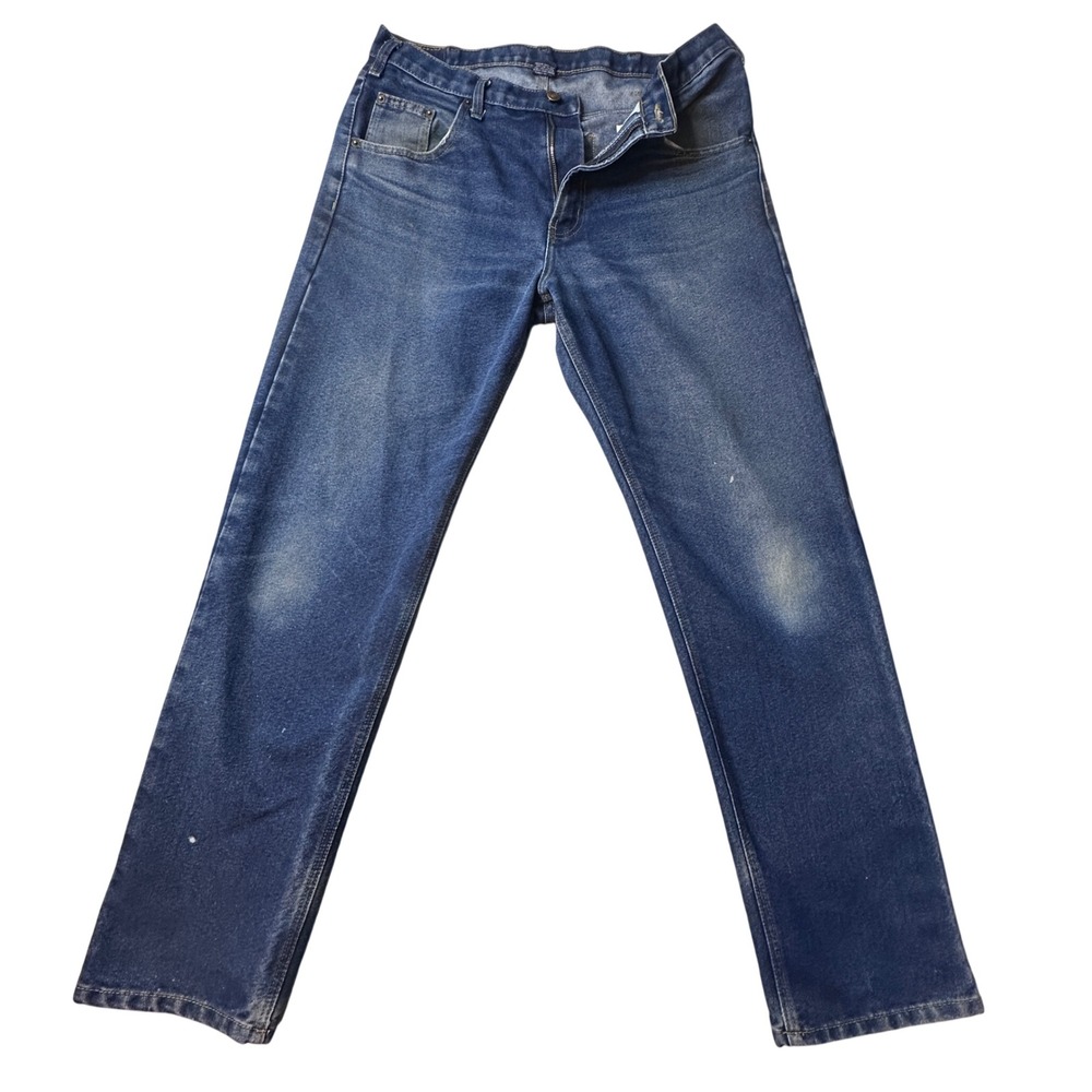 Full‎ Blue Jeans Mens 34x31 Blue Straight Leg Denim Work Pants Medium Wash Faded